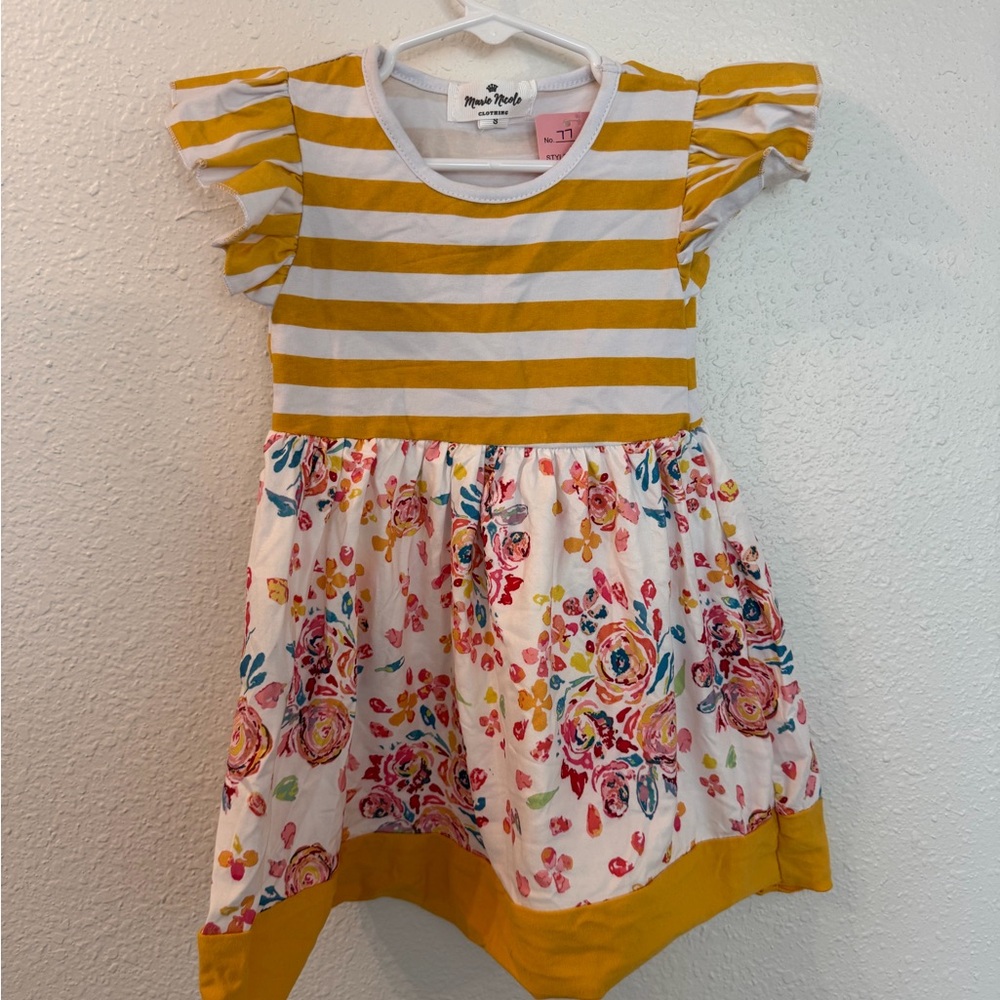 Marie Nicole Baby Girl's Yellow and Floral Print Dress.
